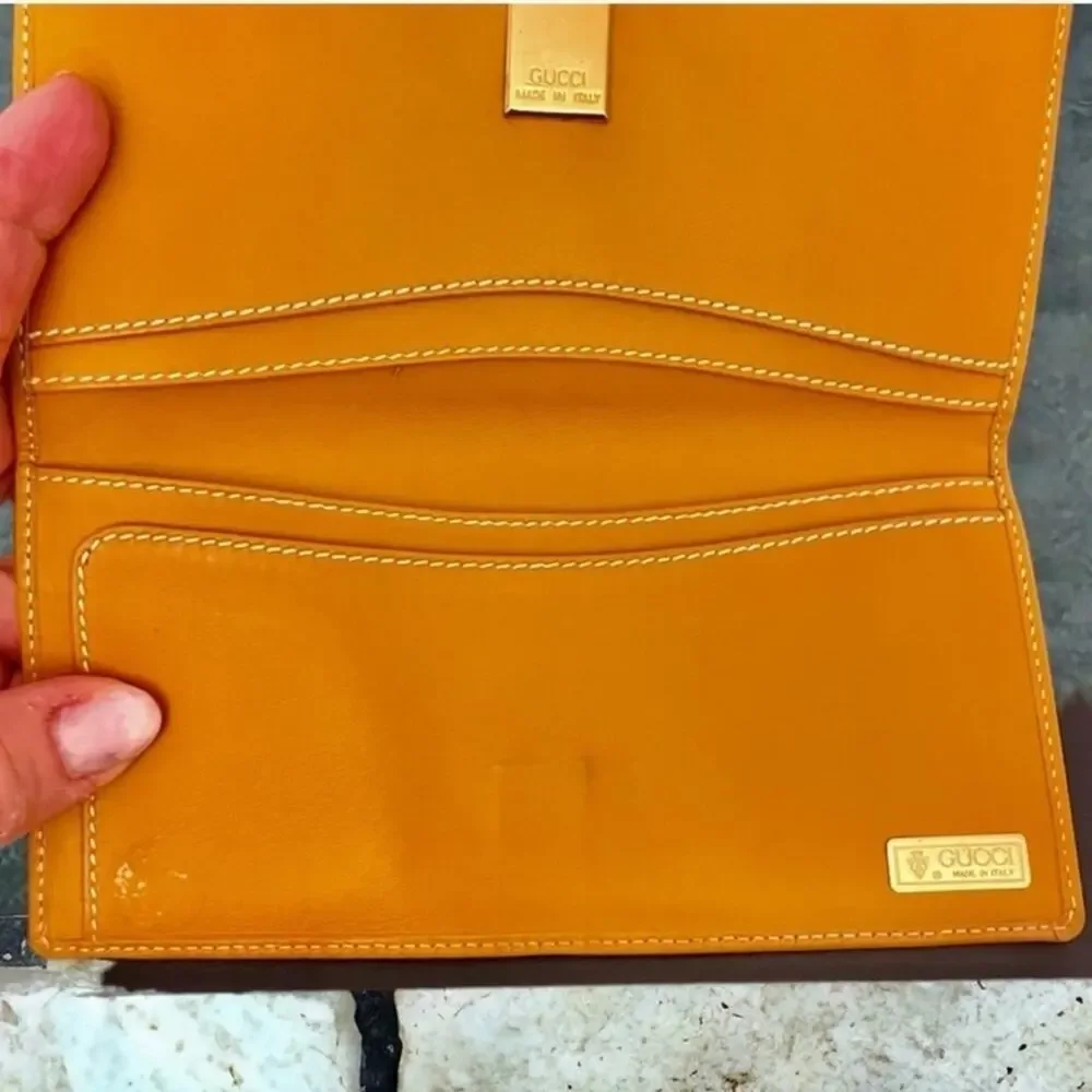 Vintage Gucci Logo Canvas & Leather Long Wallet - Authentic  EUC